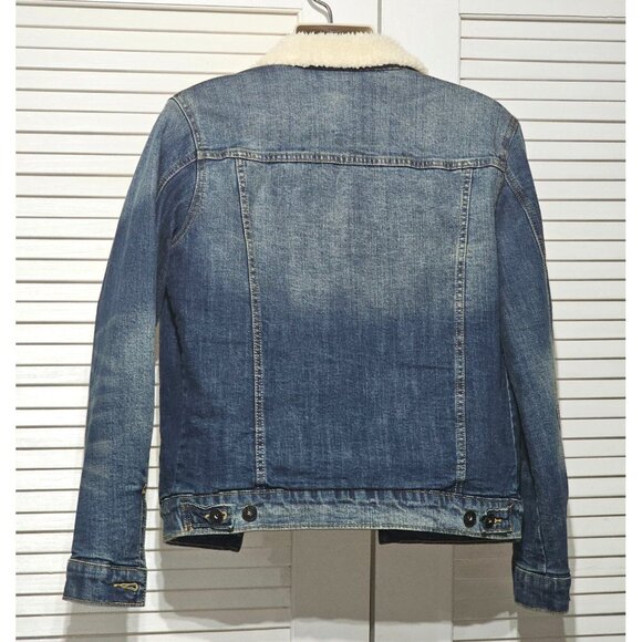 Goodfellow & Co Men's Sanford Wash Sherpa Lined Denim Trucker Jacket Sz S 2897 - Picture 5 of 13